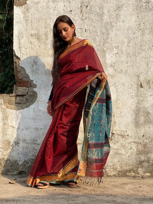 Woven Warli Maheshwari saree