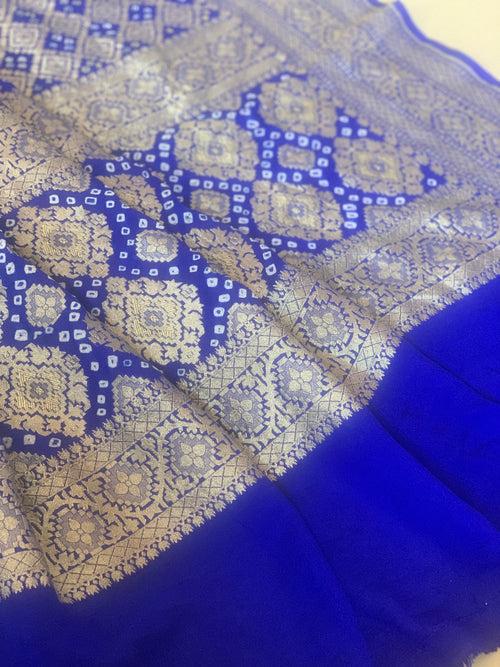 Blue Neemzari bandhej Dupatta