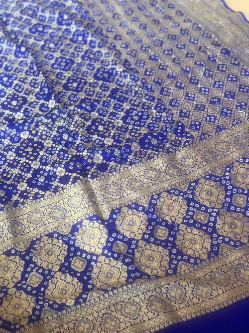 Blue Neemzari bandhej Dupatta