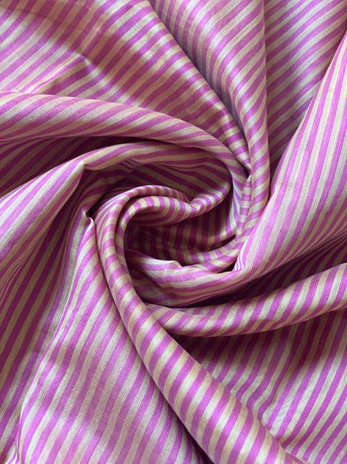 Striped in pink Chanderi Saree