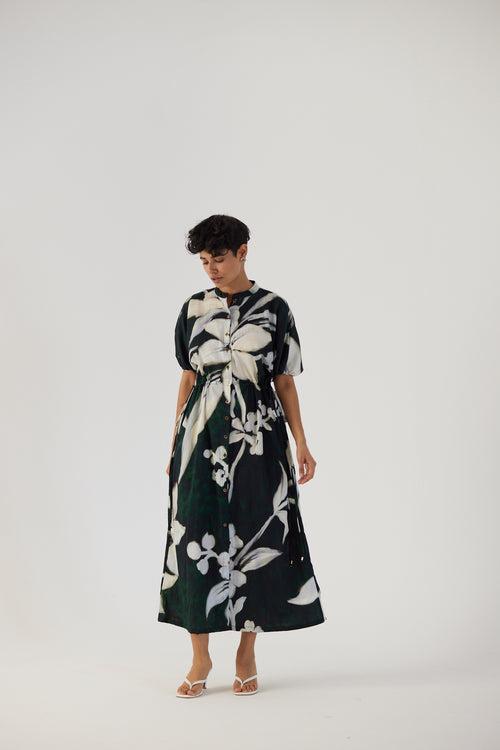 New Season Fall 23/Summer 24-Dress Cotton Satin Chicory Side Tie-Up Black-YAMBB21-Fashion Edit Yam