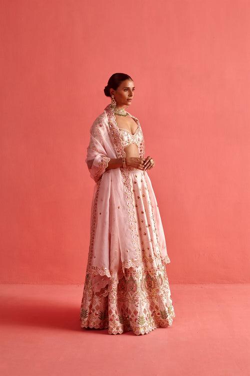 New Season Festive 2024-Coord Set-Raw Silk/Organza 3pcs Powder Pink-AS108-Fashion Wedding Edit Aarti Sethia