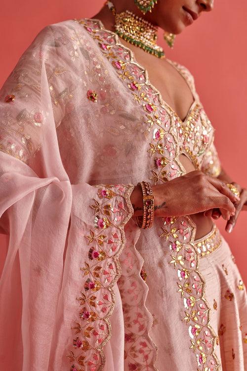 New Season Festive 2024-Coord Set-Raw Silk/Organza 3pcs Powder Pink-AS108-Fashion Wedding Edit Aarti Sethia