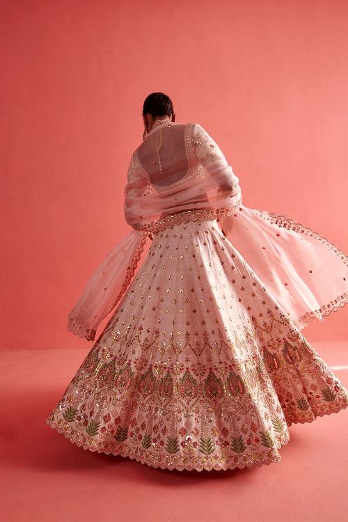 New Season Festive 2024-Coord Set-Raw Silk/Organza 3pcs Powder Pink-AS108-Fashion Wedding Edit Aarti Sethia