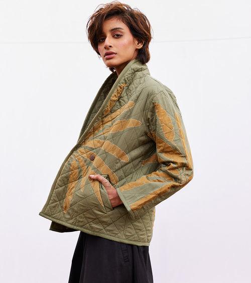 New Season Spring Summer 2024-Jacket-Cotton Mul Lawn Sage green-KW910-Fashion Edit Diana by Khara Kapas