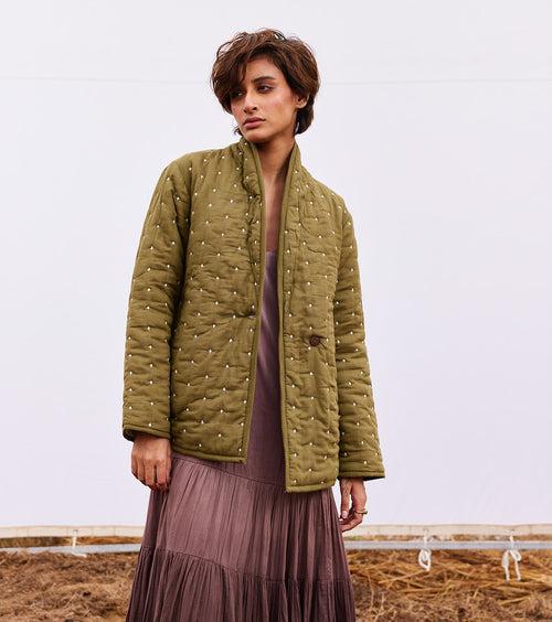 New Season Spring Summer 2024-Jacket-Cotton Mul Clove Wasabi green-KW912-Fashion Edit Diana by Khara Kapas