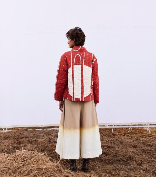 New Season Spring Summer 2024-Jacket-Cotton Mul Redwood Brick red-KW898-Fashion Edit Diana by Khara Kapas