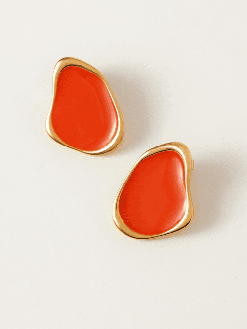 Fashion Jewelry-18k Gold Plated-Earrings-Miami-Orange Coral-RIVA1011_O-Fashion Edit Voyce