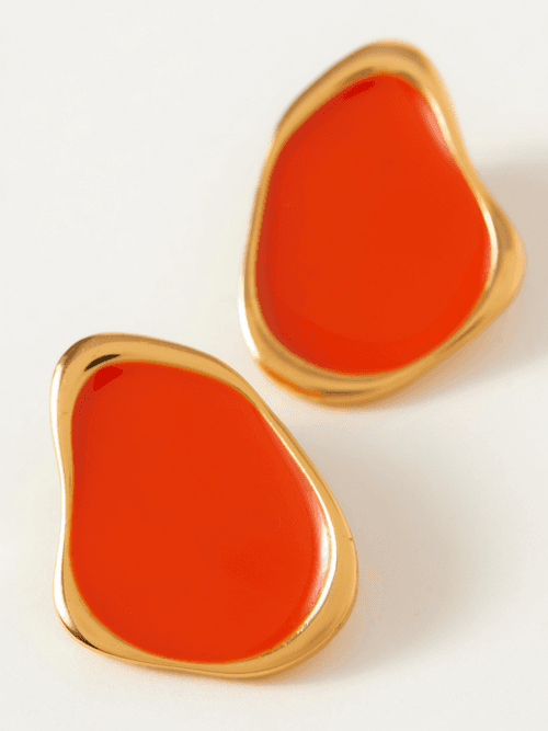 Fashion Jewelry-18k Gold Plated-Earrings-Miami-Orange Coral-RIVA1011_O-Fashion Edit Voyce
