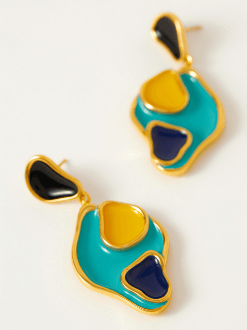 Fashion Jewelry-18k Gold Plated-Earrings-Monaco-Blue-RIVA1017-Fashion Edit Voyce