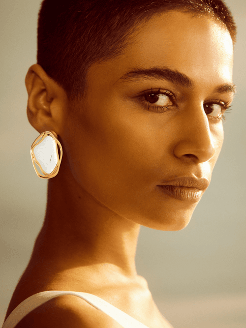 Fashion Jewelry-18k Gold Plated-Earrings-Cancun-White Sand (S)-RIVA1018_W_S-Fashion Edit Voyce