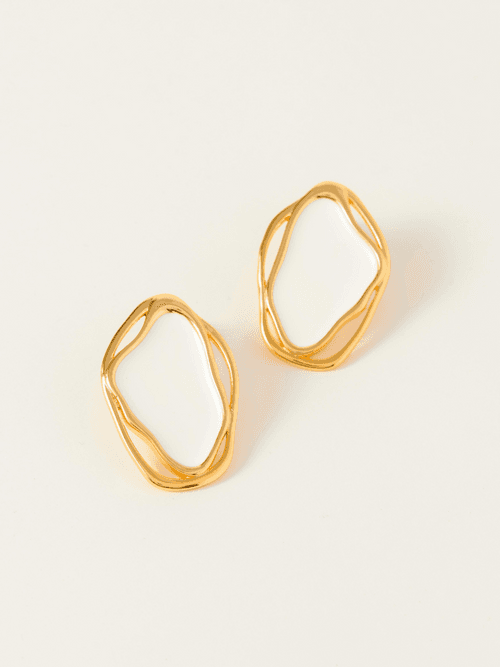 Fashion Jewelry-18k Gold Plated-Earrings-Cancun-White Sand (S)-RIVA1018_W_S-Fashion Edit Voyce