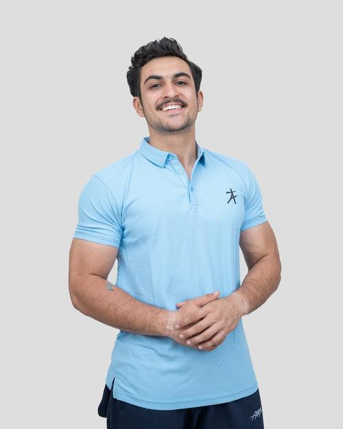 Pique Polo T-shirt (Azure Blue)