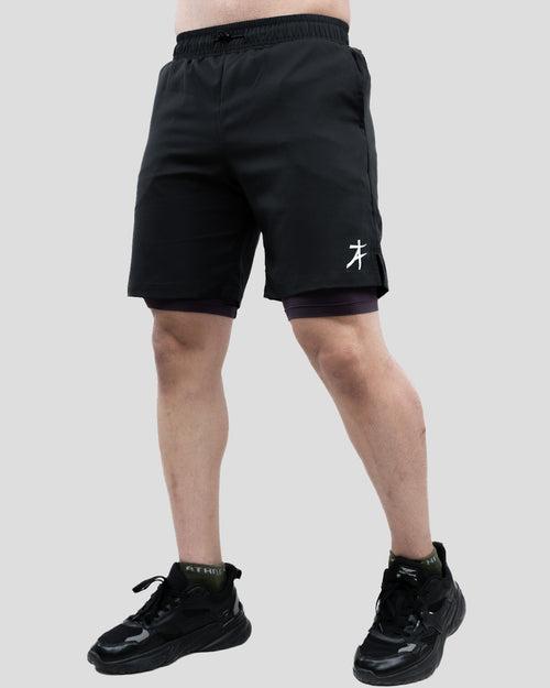 Lifting 2 in 1 Shorts (Black/Aubergine)