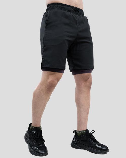 Lifting 2 in 1 Shorts (Black/Aubergine)