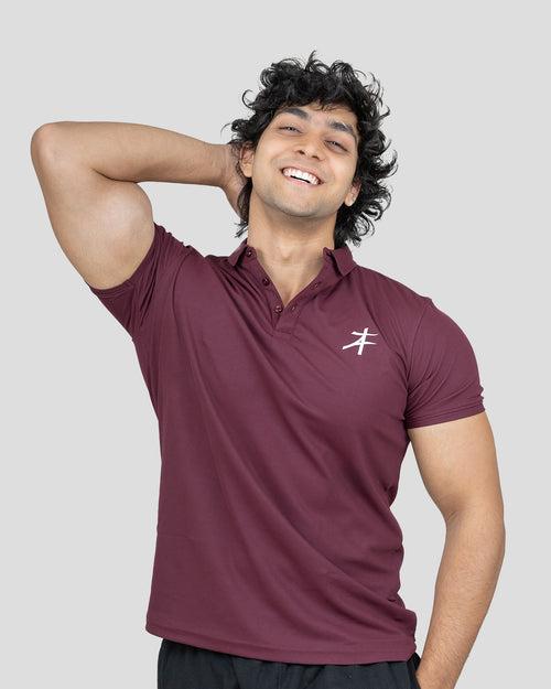 Pique Polo T-shirt  (Deep Wine)