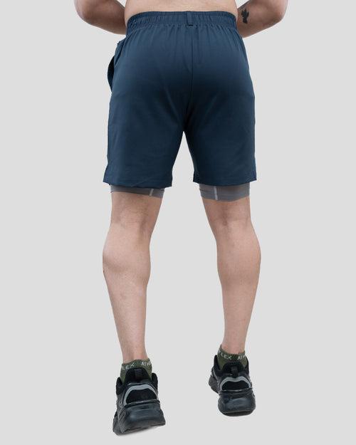 Lifting 2 in 1 Shorts (Navy Blue/Grey)