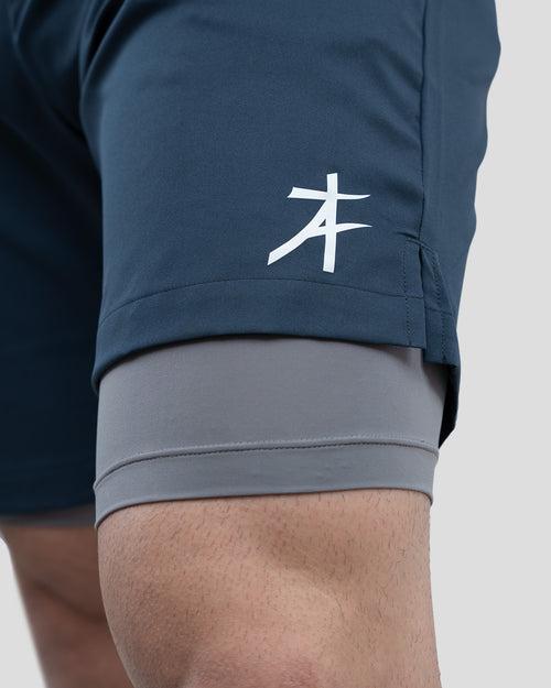 Lifting 2 in 1 Shorts (Navy Blue/Grey)