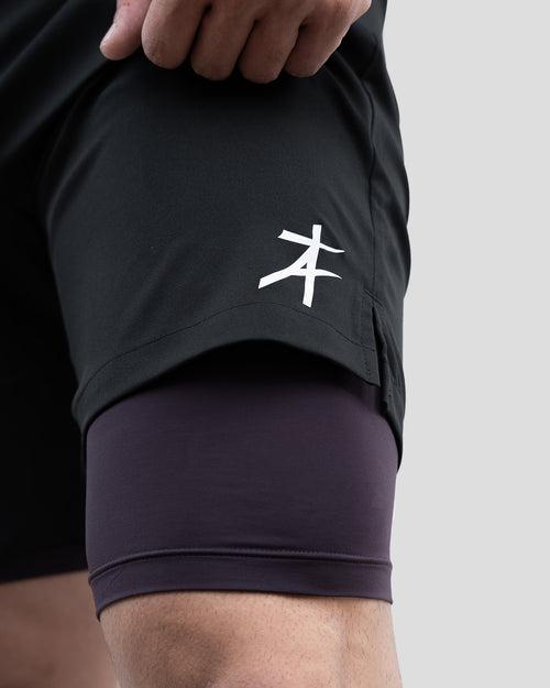 Lifting 2 in 1 Shorts (Black/Aubergine)