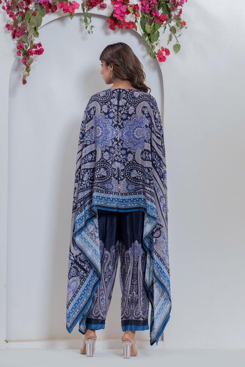 Paisley print boat neck crepe coord set