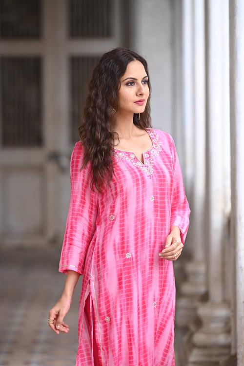 Pink Shibori Amreen Kurti with Pants