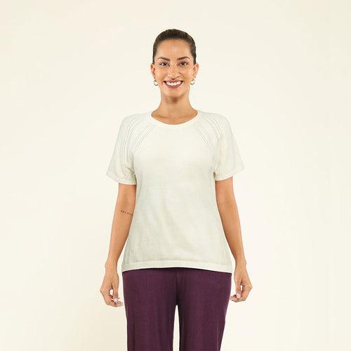 At-Ease Cotton Knit Pointelle Top