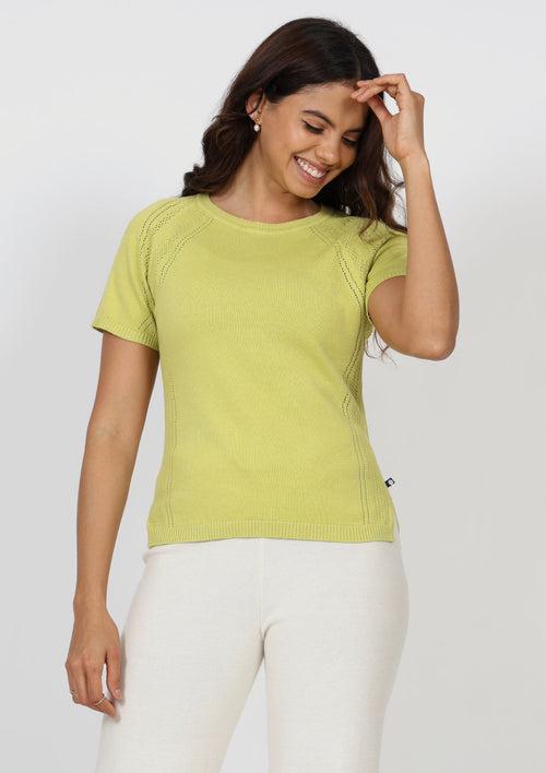 At-Ease Cotton Knit Pointelle Top