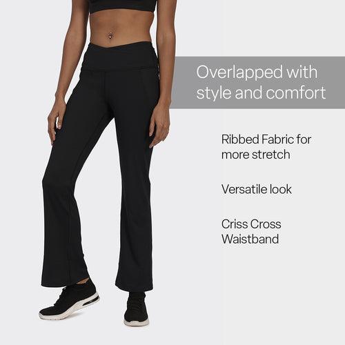 Overlap Ribbed Flare Pants