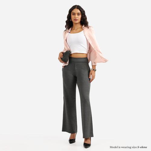 Work-To-Wine Twill Wide Leg Flare Pants