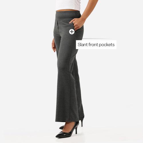 Work-To-Wine Twill Wide Leg Flare Pants