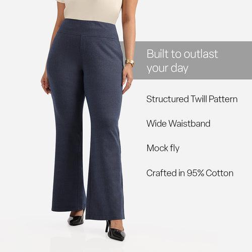 Work-To-Wine Twill Wide Leg Flare Pants