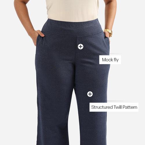 Work-To-Wine Twill Wide Leg Flare Pants