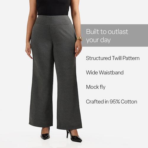 Work-To-Wine Twill Wide Leg Flare Pants