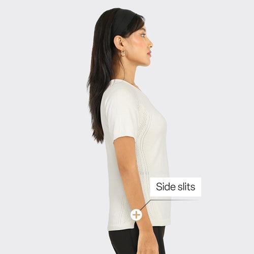 At-Ease Cotton Knit Pointelle Top