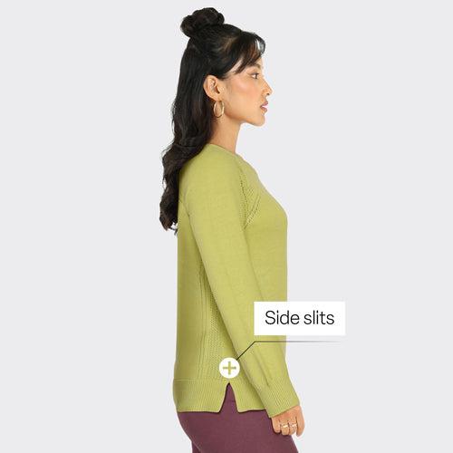 At-Ease Cotton Knit Pointelle Top - Full