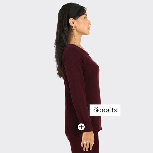 At-Ease Cotton Knit Pointelle Top - Full