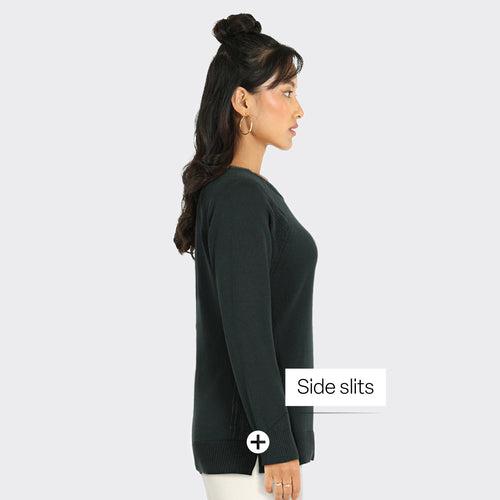 At-Ease Cotton Knit Pointelle Top - Full