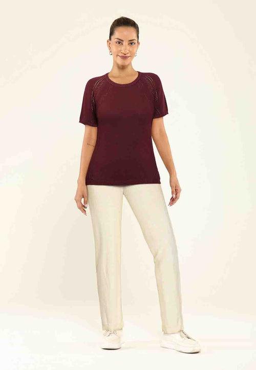 At-Ease Cotton Knit Pointelle Top