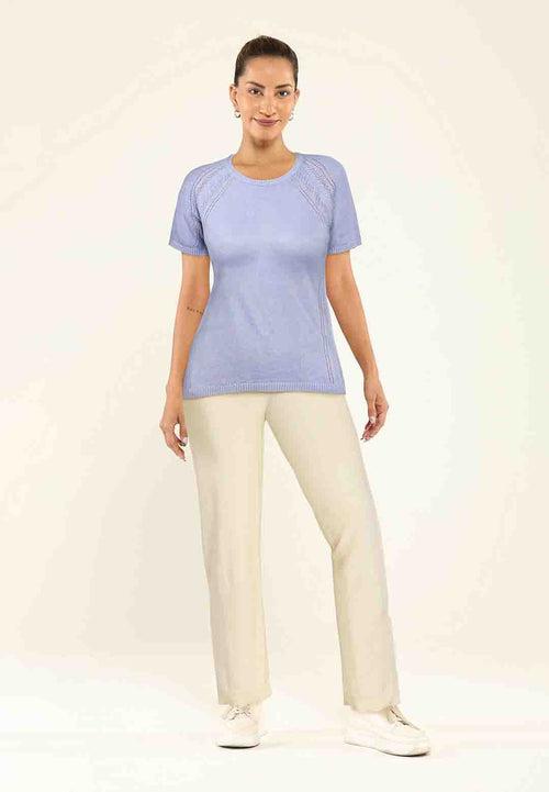 At-Ease Cotton Knit Pointelle Top