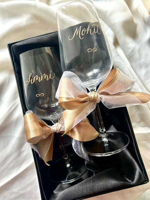 Personalised Engraved Champagne / Wine Glasses | Wedding, Anniversary Gift