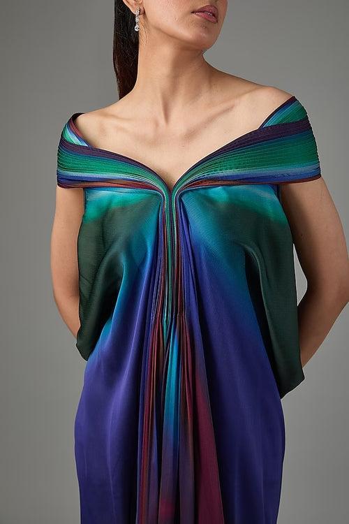 Green & Teal Metallic Polymer Gown
