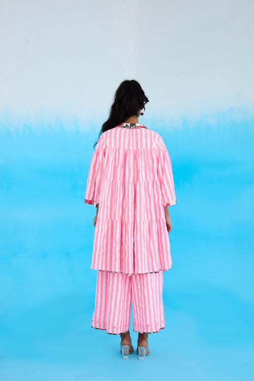 Pink candy stripes reversible jacket