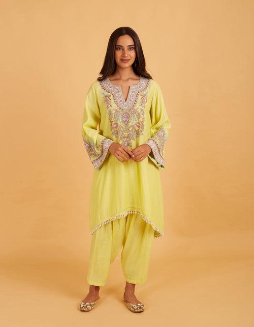 Pan Kurta Set In Yellow