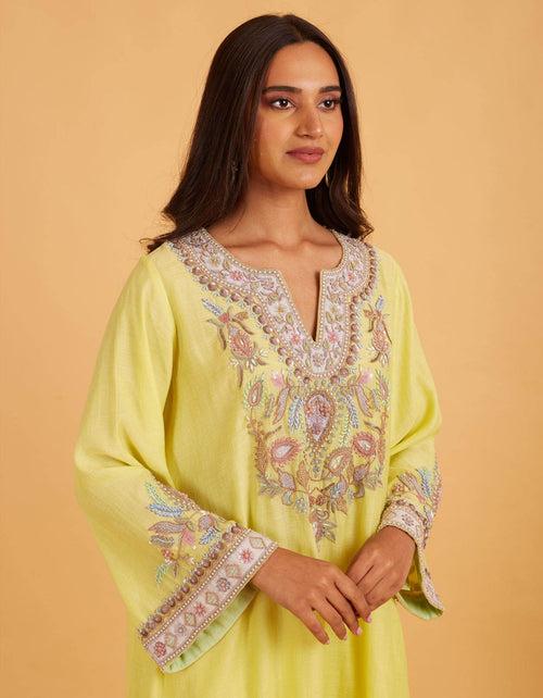 Pan Kurta Set In Yellow