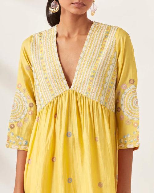 Yellow silk kurta dress set