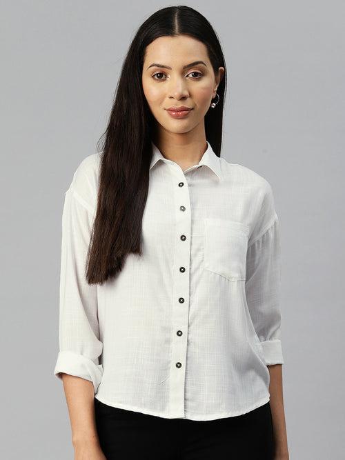 White Opaque Casual Shirt