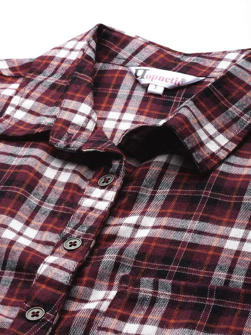 Maroon Tartan Checks Casual Shirt