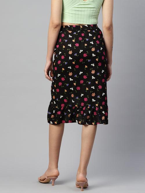 Floral Printed Wrap Skirt