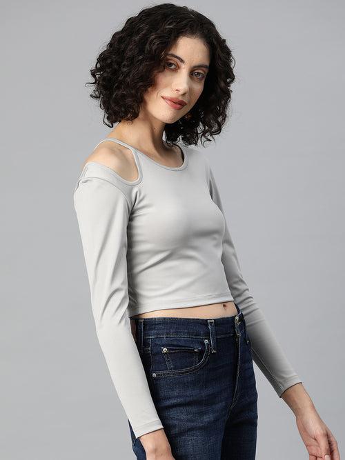 Grey Cut-Out Crop Top