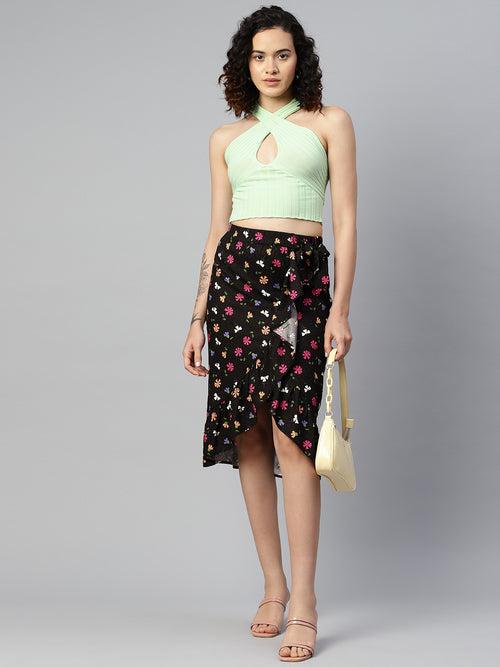 Floral Printed Wrap Skirt